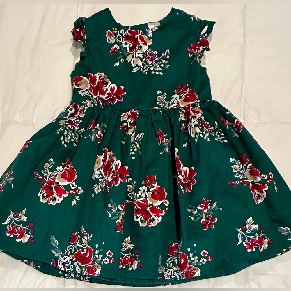 Carter’s Green floral Christmas/holiday dress 24M